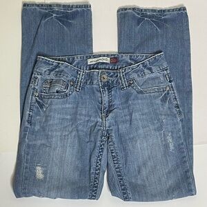 American Eagle Outfitters Women's Blue Distressed Chelsea Bootcut Jeans